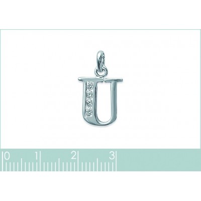 Pendentif lettre J initiale du prénom, plaqué or 18k et zircon