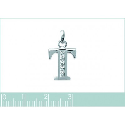 Pendentif lettre L initiale du prénom, plaqué or 18k et zircon
