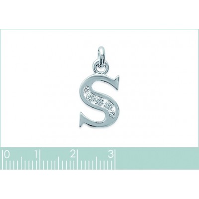 Pendentif lettre M initiale du prénom, plaqué or 18k et zircon