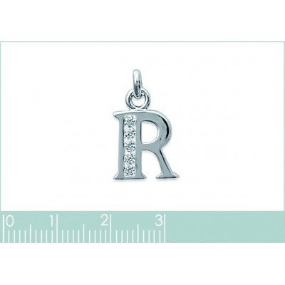 Pendentif lettre N initiale du prénom, plaqué or 18k et zircon