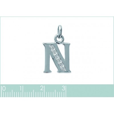 Pendentif lettre Q initiale du prénom, plaqué or 18k et zircon