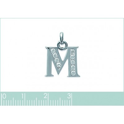 Pendentif lettre R initiale du prénom, plaqué or 18k et zircon