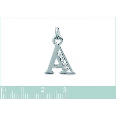 Pendentif V lettre initiale du prénom, plaqué or 18k et zircon