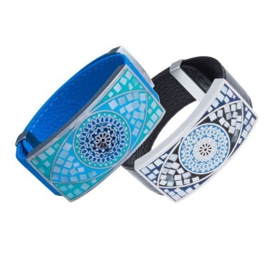 Bracelet femme, Cuir et motif acier Oeil Bleu - Odena