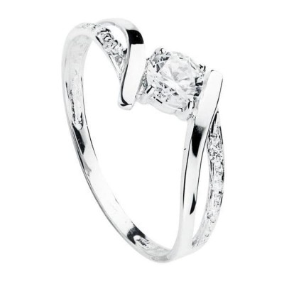Bague femme en or blanc 18 carats et zircon 4 mm - Laika