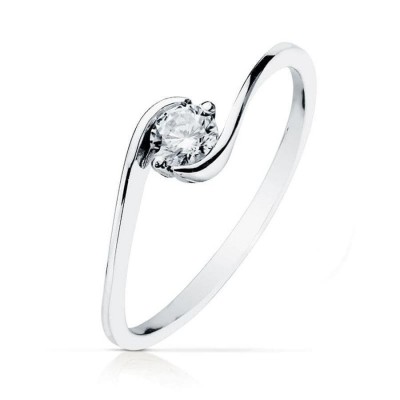 Bague femme en or blanc 18 carats et zircon 4 mm - Vola