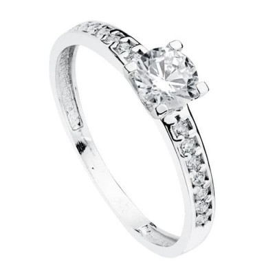 Bague femme en or blanc 18 carats et zircon 5 mm - Diane