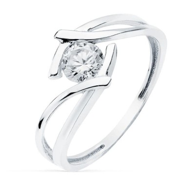 Bague femme en or blanc 18 carats et zircon 5 mm - Sissi