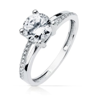 Bague femme en or blanc 18 carats et zircon 7 mm - Beauty +20 - P