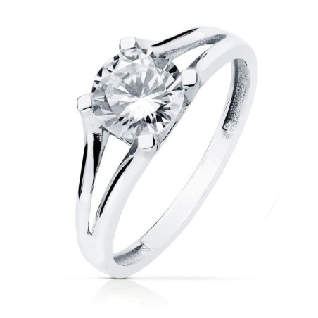 Bague femme en or blanc 18 carats et zircon 7 mm - Vanessa