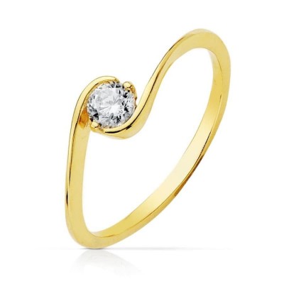 Bague femme en or jaune 18 carats et zircon 4 mm - Vola