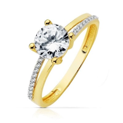 Bague or jaune et zircon pour femme - Beauty