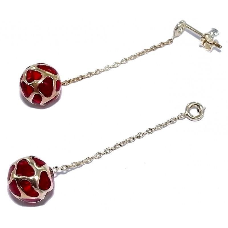 boucles d'oreille rouges en argent 925 /1000 pour femme, Reva boucles d'oreille rouges en argent 925 /1000 pour femme, Reva