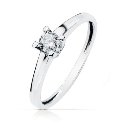 Bague fiançailles femme en or blanc 18 carats et zircon 4 mm - Evana