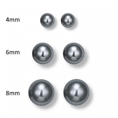 boucles d'oreilles femme, perle grise de Majorque de 4 mm à 8 mm