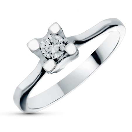 Bague diamant pour femme, Or blanc et solitaire de 0,18 cts - Alhambra
