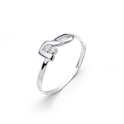 Bague pour femme avec 2 diamants 0,026 cts, Or blanc - Louena