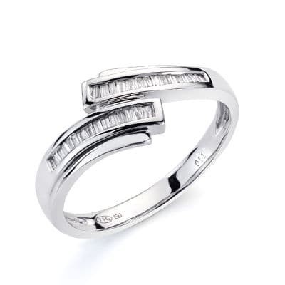 Bague pour femme avec diamants 0,116 cts, Or blanc - Solena