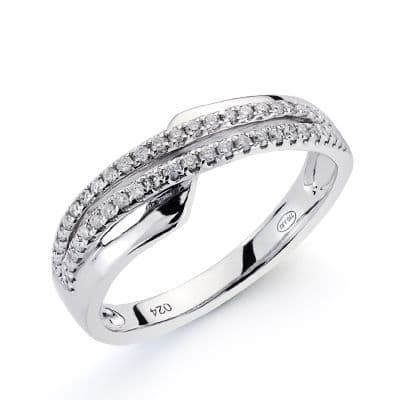 Bague pour femme avec rangée de diamants 0,20 cts, Or blanc - Irina