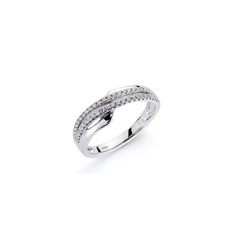 Bague pour femme avec rangée de diamants 0,20 cts, Or blanc - Irina