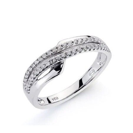 Bague pour femme avec rangée de diamants 0,20 cts, Or blanc - Irina