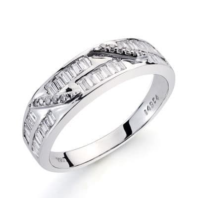 Bague femme or blanc et diamants 0.03 + 0.41 carats - Malinea
