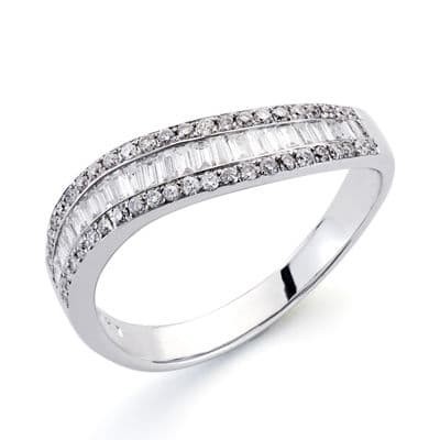 Bague femme or blanc et diamants 0.18 + 0.30 carats - Alyzea