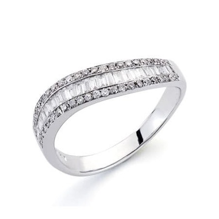 Bague femme or blanc et diamants 0.18 + 0.30 carats - Alyzea