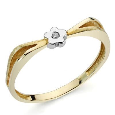 Bague solitaire pour femme, Or bicolore et diamant de 0,10 cts - Astérope