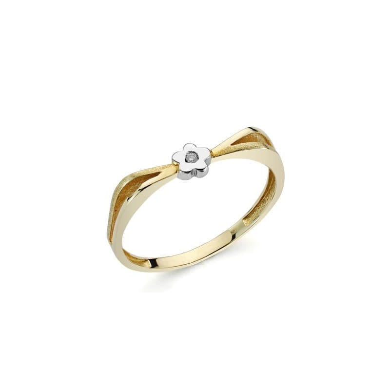 Bague solitaire pour femme, Or bicolore et diamant de 0,10 cts - Astérope