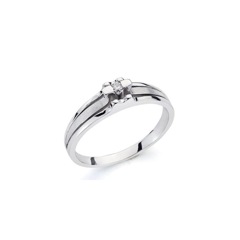 Bague solitaire pour femme, Or blanc et diamant de 0,042 cts - Maïa