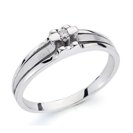 Bague solitaire pour femme, Or blanc et diamant de 0,042 cts - Maïa