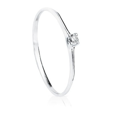 Bague solitaire pour femme, Or blanc et diamant de 0,045 cts - Tanila