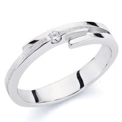 Bague solitaire pour femme, Or blanc et diamant de 0,046 cts - Pléiade