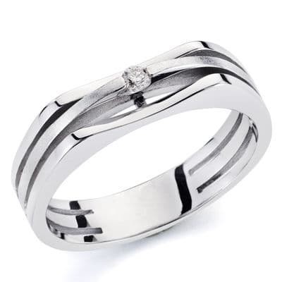 Bague solitaire pour femme, Or blanc et diamant de 0,0464 cts - Artémis