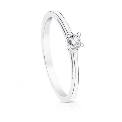 Bague solitaire femme, Or blanc et diamant de 0,10 cts - Anya