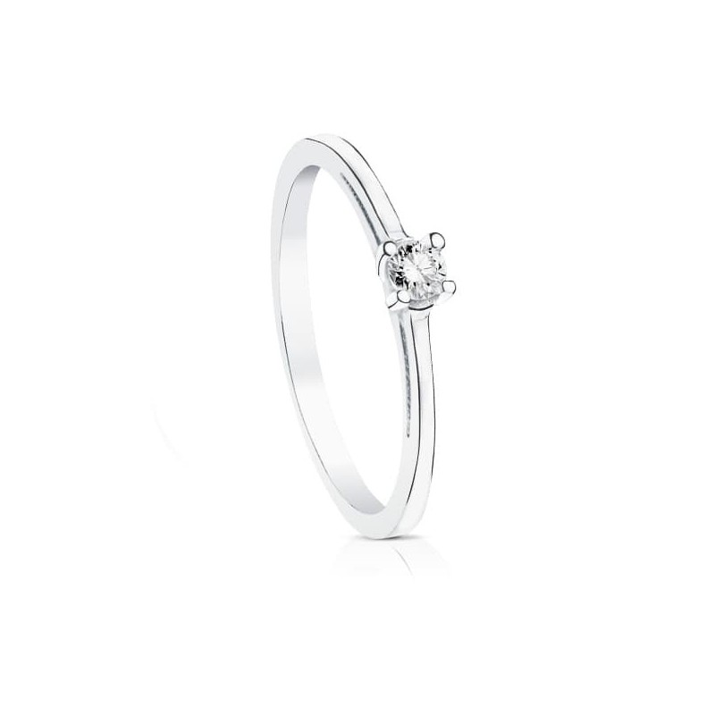 Bague solitaire femme, Or blanc et diamant de 0,10 cts - Anya