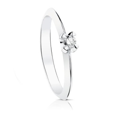 Bague solitaire femme, Or blanc et diamant de 0,10 cts - Mérope
