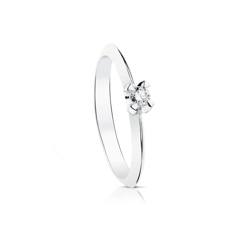 Bague solitaire femme, Or blanc et diamant de 0,10 cts - Mérope