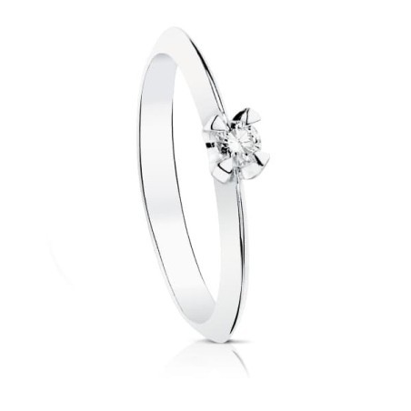 Bague solitaire femme, Or blanc et diamant de 0,10 cts - Mérope