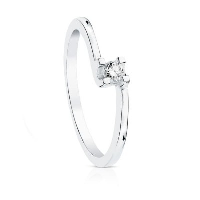 Bague solitaire femme, Or blanc et diamant 0.10 carats - Taygète