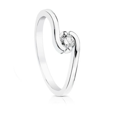 Bague solitaire femme, Or blanc et diamant de 0,15 cts - Maïa