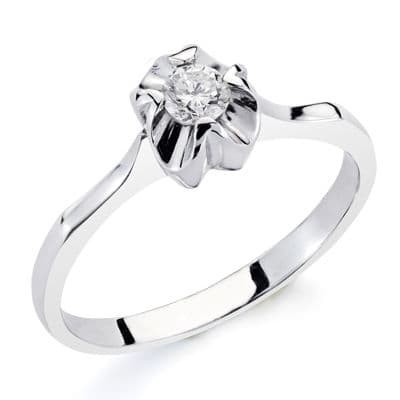Bague solitaire pour femme, Or blanc et diamant de 0,20 cts - Mirella Bague solitaire pour femme, Or blanc et diamant de 0,20 cts - Mirella