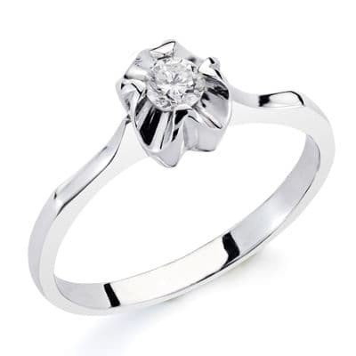 Bague solitaire pour femme, Or blanc et diamant de 0,20 cts - Mirella