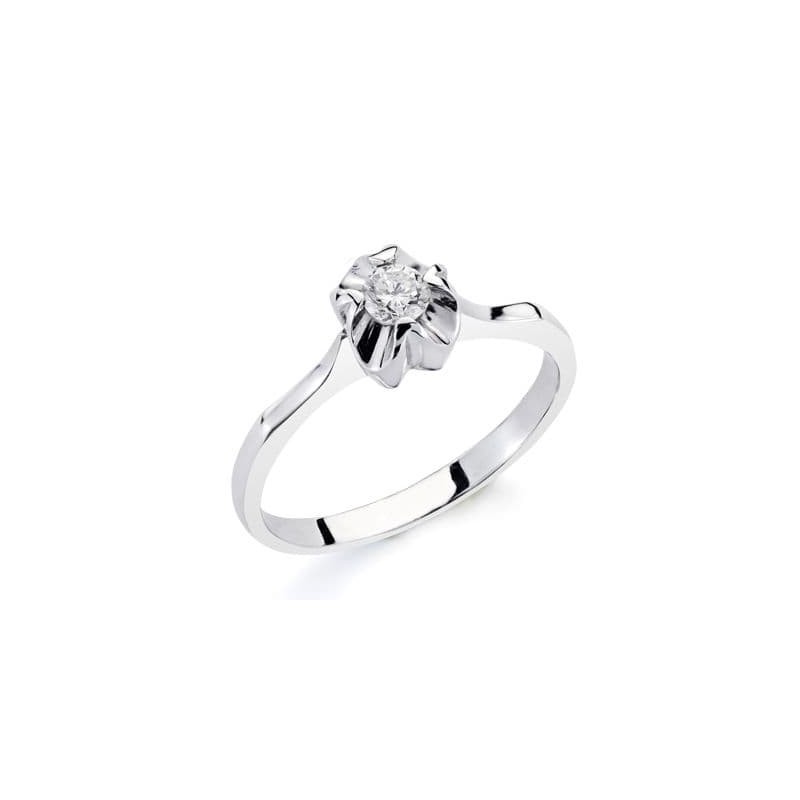 Bague solitaire pour femme, Or blanc et diamant de 0,20 cts - Mirella