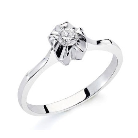 Bague solitaire pour femme, Or blanc et diamant de 0,20 cts - Mirella