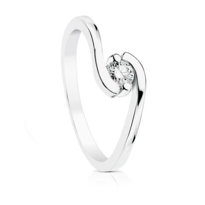 Bague solitaire femme, Or blanc et diamant de 0,20 cts - Maïa