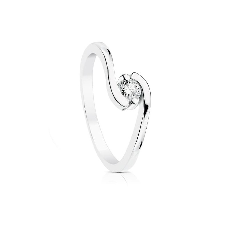 Bague solitaire femme, Or blanc et diamant de 0,20 cts - Maïa