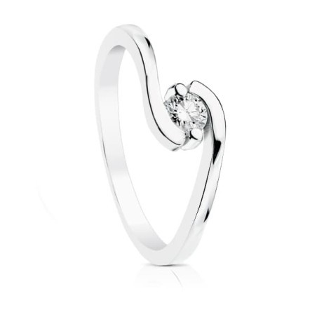 Bague solitaire femme, Or blanc et diamant de 0,20 cts - Maïa