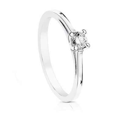 Bague solitaire femme, Or blanc et diamant de 0,15 cts - Anya